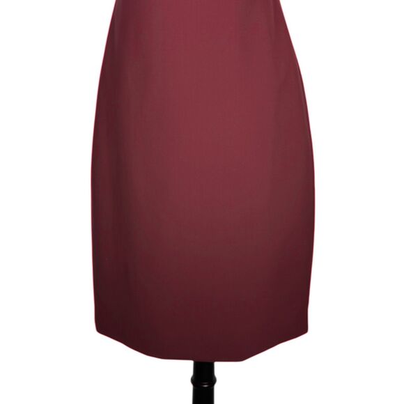 Theory Women's Dress Maroon Red Wool Stretch Sheath Business Office Work Midi 10 - Picture 8 of 9